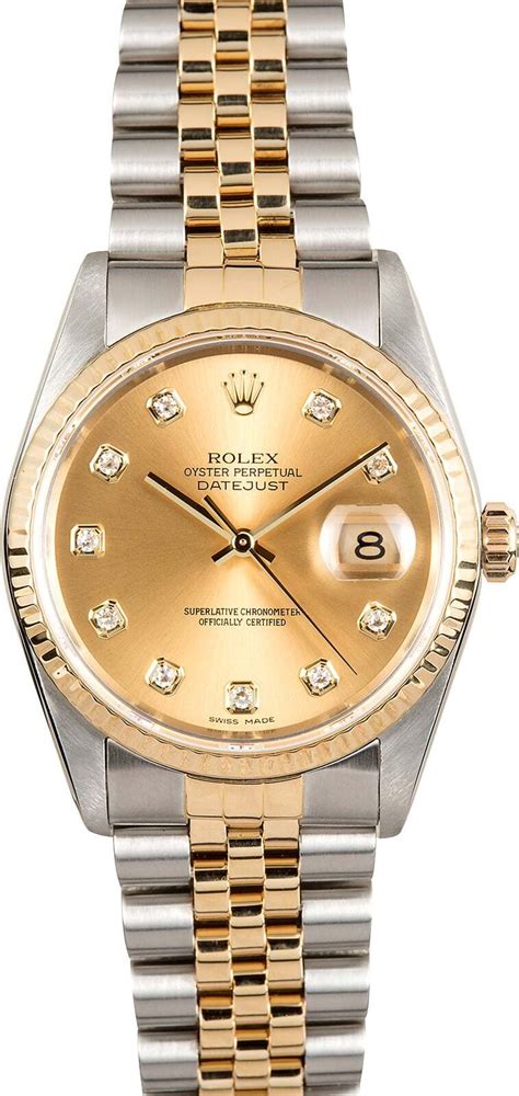 rolex datejust 36 champagne diamond